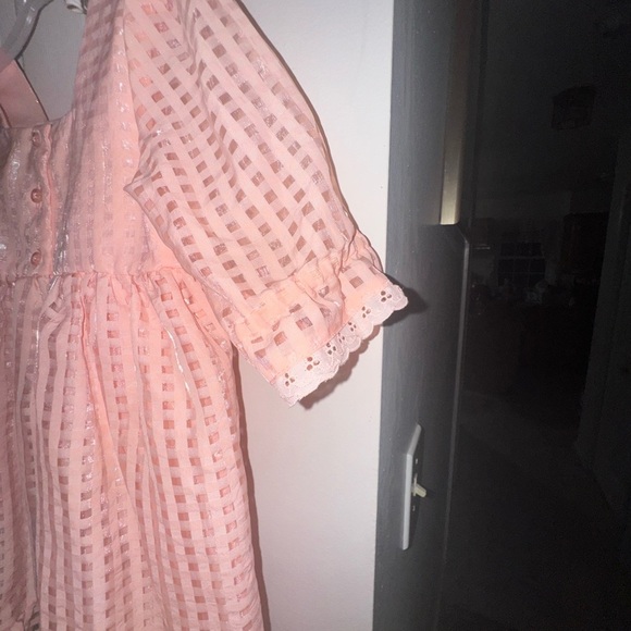 NWT Wonder Nation Girls 3T OrangeSequin Gingham Spring Dress Short Sleeve Ruffle - Picture 10 of 13